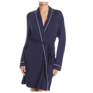 EBERJEY gisele tuxedo robe tencel modal navy belted size M